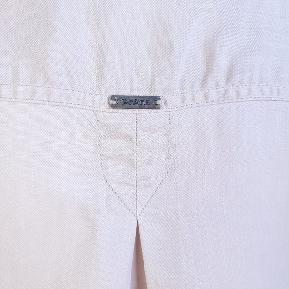 Prana Alda Relaxed Fit Button Down Roll Tab Slub Denim Top Dovetail Beige Large - Picture 11 of 16